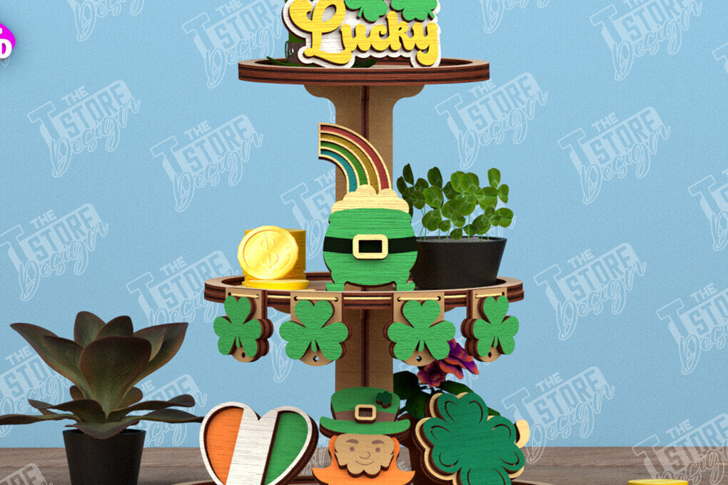 Intra απο ξύλο plywood 3mm-4mm πάχος – Δίσκος με κλιμάκωση του Αγίου Πατρικίου| Ημέρα του Πάτρικ Δίασταση  20x20 cm INTRAFABR-115450661