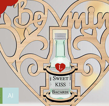 Intra απο ξύλο plywood 3mm-4mm πάχος – Ρομαντικό μπουκάλι αγάπης του Αγίου Βαλεντίνου Δίασταση 20x20 cm INTRAFABR-103594594 - Image 2