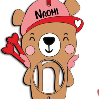 Intra απο ξύλο plywood 3mm-4mm πάχος – Ημέρα του Αγίου Βαλεντίνου Bear CupLetter N Δίασταση  20x20 cm INTRAFABR-112033947 - Image 1