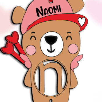 Intra απο ξύλο plywood 3mm-4mm πάχος – Ημέρα του Αγίου Βαλεντίνου Bear CupLetter N Δίασταση  20x20 cm INTRAFABR-112033947 - Image 2