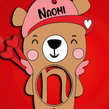 Intra απο ξύλο plywood 3mm-4mm πάχος – Ημέρα του Αγίου Βαλεντίνου Bear CupLetter N Δίασταση  20x20 cm INTRAFABR-112033947 - Image 3