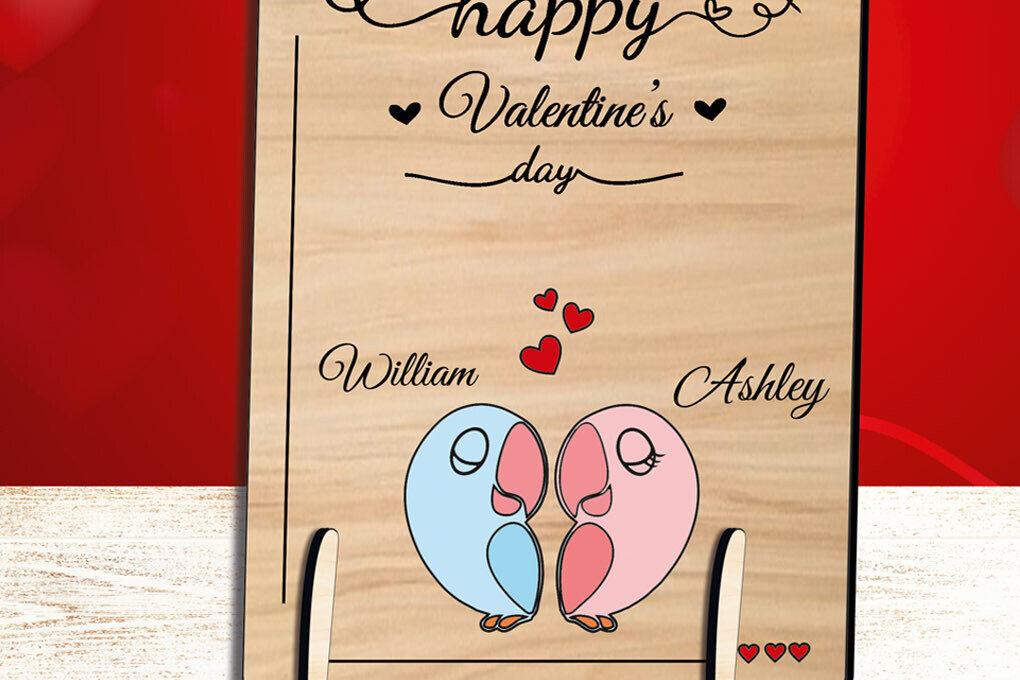 Intra απο ξύλο plywood 3mm-4mm πάχος – Δώρο κάρτα αγάπης πουλιών του Αγίου Βαλεντίνου Δίασταση  20x20 cm INTRAFABR-111991055