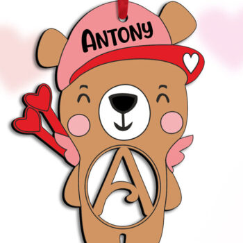 Intra απο ξύλο plywood 3mm-4mm πάχος – Ημέρα του Αγίου Βαλεντίνου Γράμμα μια αρκούδα Έρως Δίασταση 20x20 cm INTRAFABR-111931916 - Image 1