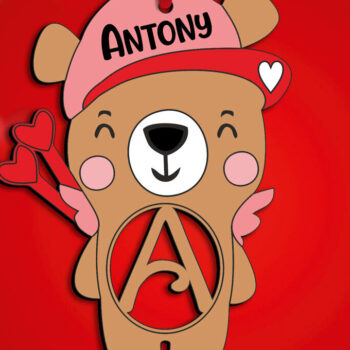 Intra απο ξύλο plywood 3mm-4mm πάχος – Ημέρα του Αγίου Βαλεντίνου Γράμμα μια αρκούδα Έρως Δίασταση 20x20 cm INTRAFABR-111931916 - Image 2