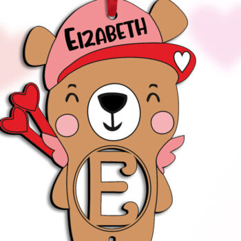 Intra απο ξύλο plywood 3mm-4mm πάχος – Το γράμμα του Αγίου Βαλεντίνου E Bear Cupid Δίασταση 20x20 cm INTRAFABR-111944986 - Image 2