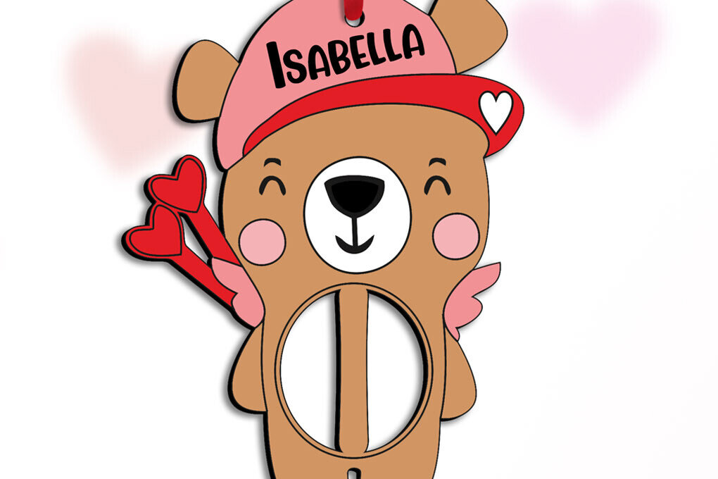 Intra απο ξύλο plywood 3mm-4mm πάχος – Γράμμα του Αγίου Βαλεντίνου I Bear Cupid Δίασταση  20x20 cm INTRAFABR-111973373