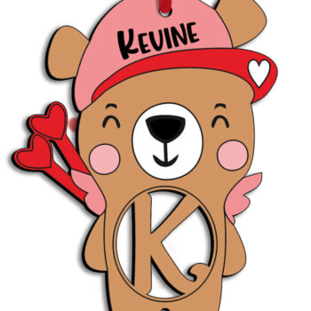 Intra απο ξύλο plywood 3mm-4mm πάχος – Γράμμα του Αγίου Βαλεντίνου K Bear Cupid Δίασταση  20x20 cm INTRAFABR-112032945 - Image 2