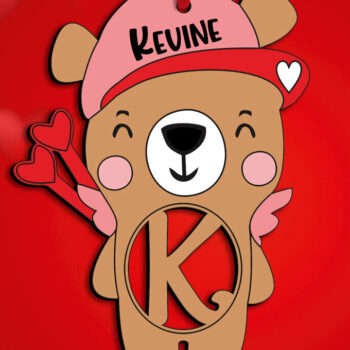 Intra απο ξύλο plywood 3mm-4mm πάχος – Γράμμα του Αγίου Βαλεντίνου K Bear Cupid Δίασταση  20x20 cm INTRAFABR-112032945 - Image 3