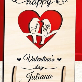 Intra απο ξύλο plywood 3mm-4mm πάχος – Ημέρα του Αγίου Βαλεντίνου Love Bird Ζευγάρι Δίασταση 20x20 cm INTRAFABR-111871546 - Image 1