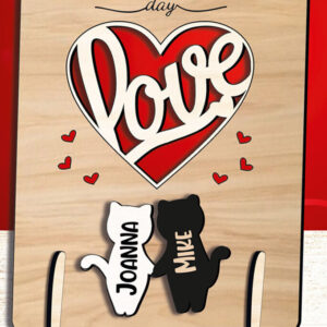 Intra απο ξύλο plywood 3mm-4mm πάχος – Κάρτα αγάπης γατών για την ημέρα του Αγίου Βαλεντίνου Δίασταση  20x20 cm INTRAFABR-111931820