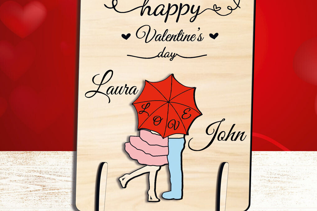 Intra απο ξύλο plywood 3mm-4mm πάχος – Ομπρέλα ζεύγους αγάπης του Αγίου Βαλεντίνου Δίασταση  20x20 cm INTRAFABR-111931742