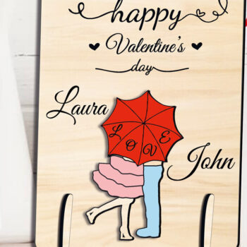 Intra απο ξύλο plywood 3mm-4mm πάχος – Ομπρέλα ζεύγους αγάπης του Αγίου Βαλεντίνου Δίασταση 20x20 cm INTRAFABR-111931742 - Image 2