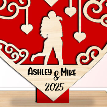 Intra απο ξύλο plywood 3mm-4mm πάχος – Ζευγάρι αγάπης για την ημέρα του Αγίου Βαλεντίνου Δίασταση  20x20 cm INTRAFABR-113409300 - Image 1