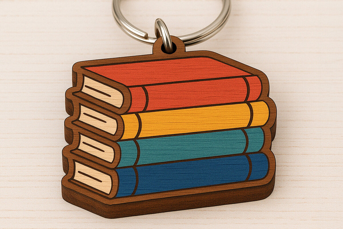 Intra απο ξύλο plywood 3mm-4mm πάχος – Μπρελόκ στοίβας βιβλίων Δίασταση  5x5 cm INTRAFABR-120897250