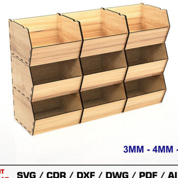 Intra απο ξύλο plywood 3mm-4mm πάχος – Αρχείο κοπής λέιζερ με δυνατότητα στοίβαξης κουτιού αποθήκευσης Δίασταση  20x20 cm INTRAFABR-105145579 - Image 1