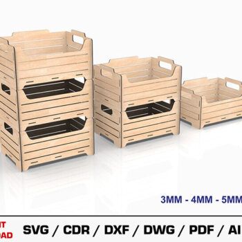 Intra απο ξύλο plywood 3mm-4mm πάχος – Αρχείο κοπής λέιζερ με δυνατότητα στοίβαξης κουτιού αποθήκευσης Δίασταση  20x20 cm INTRAFABR-105145949 - Image 1