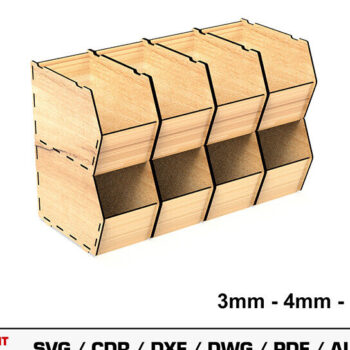 Intra απο ξύλο plywood 3mm-4mm πάχος – Αρχείο κοπής λέιζερ με δυνατότητα στοίβαξης κουτιού αποθήκευσης Δίασταση 20x20 cm INTRAFABR-105145528 - Image 1
