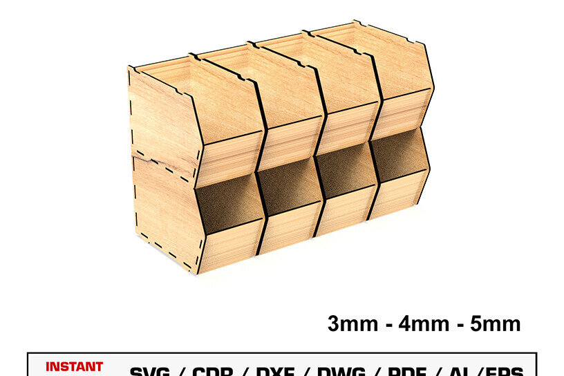 Intra απο ξύλο plywood 3mm-4mm πάχος – Αρχείο κοπής λέιζερ με δυνατότητα στοίβαξης κουτιού αποθήκευσης Δίασταση  20x20 cm INTRAFABR-105145528