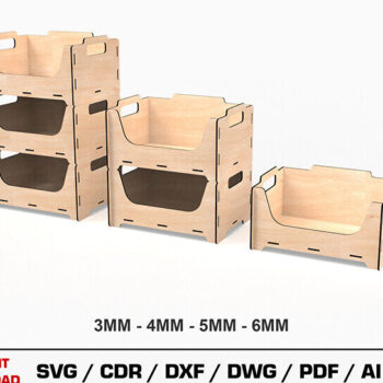 Intra απο ξύλο plywood 3mm-4mm πάχος – Αρχεία κοπής λέιζερ με δυνατότητα στοίβαξης κουτιού αποθήκευσης Δίασταση  20x20 cm INTRAFABR-90417809 - Image 1