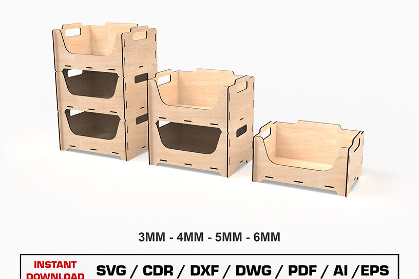 Intra απο ξύλο plywood 3mm-4mm πάχος – Αρχεία κοπής λέιζερ με δυνατότητα στοίβαξης κουτιού αποθήκευσης Δίασταση  20x20 cm INTRAFABR-90417809