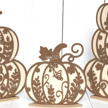 Intra απο ξύλο plywood 3mm-4mm πάχος – Σετ στοιβαγμένες φλοράλ κολοκύθες Δίασταση  20x20 cm INTRAFABR-125417528 - Image 1