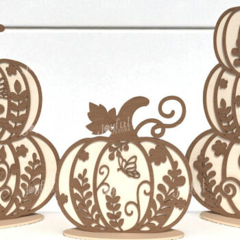 Intra απο ξύλο plywood 3mm-4mm πάχος – Σετ στοιβαγμένες φλοράλ κολοκύθες Δίασταση  20x20 cm INTRAFABR-125417528 - Image 2