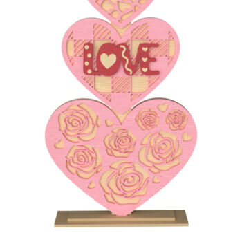 Intra απο ξύλο plywood 3mm-4mm πάχος – Στοιβαγμένες καρδιές 3D διακόσμηση του Αγίου Βαλεντίνου Δίασταση 20x20 cm INTRAFABR-111651645 - Image 1