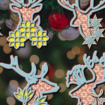 Intra απο ξύλο plywood 3mm-4mm πάχος – Αρχείο αποκοπής δέσμης με στρώσεις κεφαλής ελαφιού Δίασταση  20x20 cm INTRAFABR-36303728 - Image 1