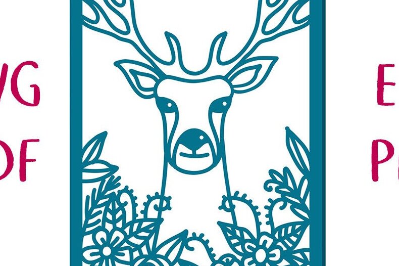 Intra απο ξύλο plywood 3mm-4mm πάχος – Αρχείο κομμένου Card Stag in Flowers Δίασταση  20x20 cm INTRAFABR-40530513