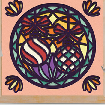 Intra απο ξύλο plywood 3mm-4mm πάχος – Χριστουγεννιάτικο μπιχλιμπίδι βιτρό 3D Δίασταση 20x20 cm INTRAFABR-76490907 - Image 2