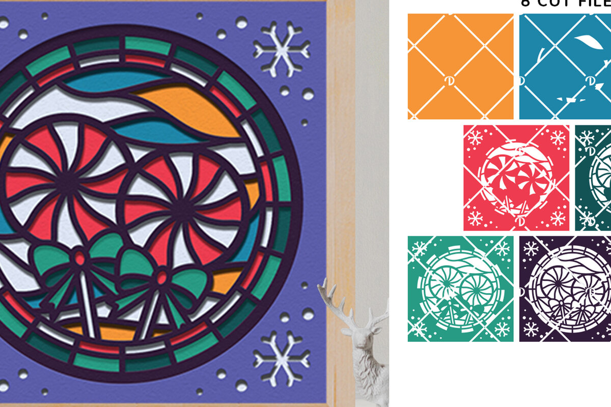 Intra απο ξύλο plywood 3mm-4mm πάχος – Χριστουγεννιάτικο κουτί καραμέλας βιτρό Δίασταση  20x20 cm INTRAFABR-76492815