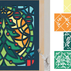 Intra απο ξύλο plywood 3mm-4mm πάχος – Κουτί σκιών από βιτρό χριστουγεννιάτικο δέντρο Δίασταση  20x20 cm INTRAFABR-76492192