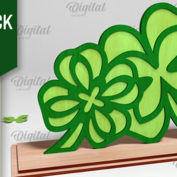 Intra απο ξύλο plywood 3mm-4mm πάχος – Stand St. Patrick's Shamrock Δίασταση 20x20 cm INTRAFABR-88611161 - Image 1