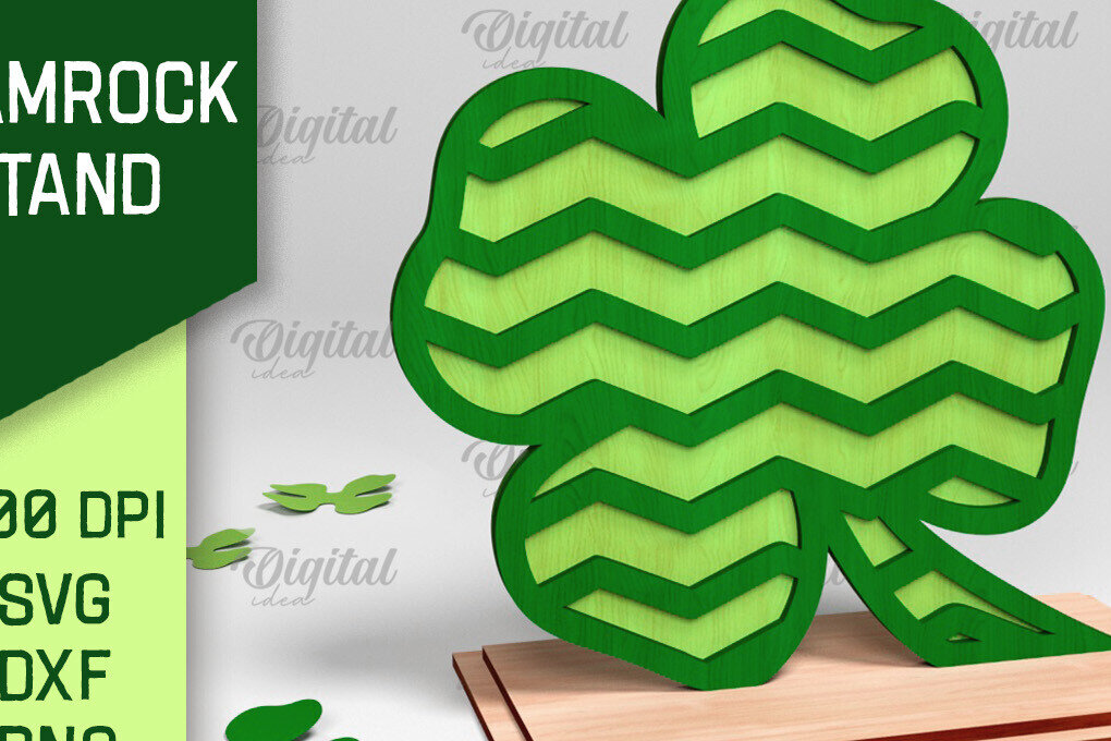 Intra απο ξύλο plywood 3mm-4mm πάχος – Stand St. Patrick's Shamrock Δίασταση  20x20 cm INTRAFABR-88610022