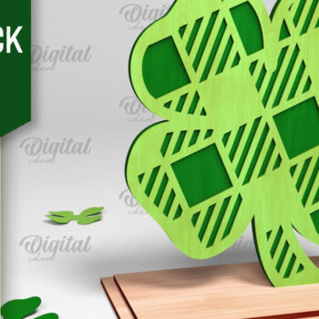 Intra απο ξύλο plywood 3mm-4mm πάχος – Stand St. Patrick's Shamrock Δίασταση 20x20 cm INTRAFABR-88610416 - Image 1