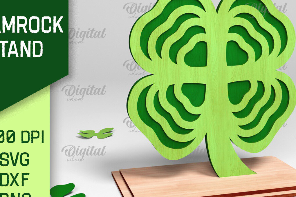 Intra απο ξύλο plywood 3mm-4mm πάχος – Stand St. Patrick's Shamrock Δίασταση  20x20 cm INTRAFABR-88610821