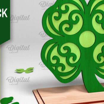 Intra απο ξύλο plywood 3mm-4mm πάχος – Stand St. Patrick's Shamrock Δίασταση 20x20 cm INTRAFABR-88610895 - Image 1