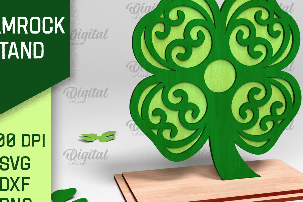 Intra απο ξύλο plywood 3mm-4mm πάχος – Stand St. Patrick's Shamrock Δίασταση  20x20 cm INTRAFABR-88610895