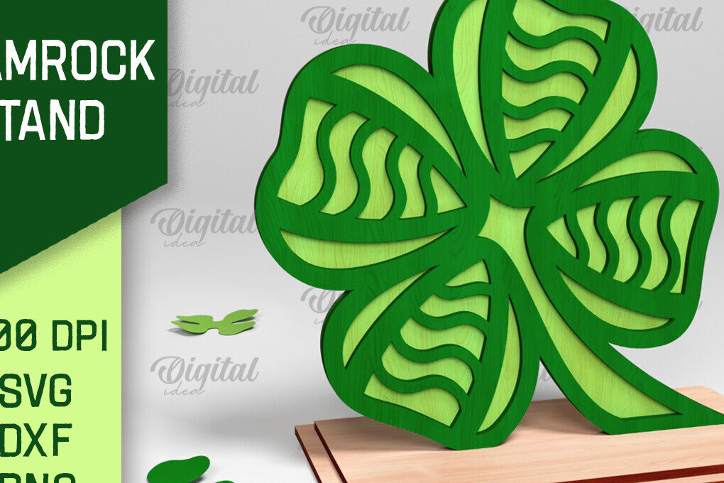 Intra απο ξύλο plywood 3mm-4mm πάχος – Stand St. Patrick's Shamrock Δίασταση  20x20 cm INTRAFABR-88609916
