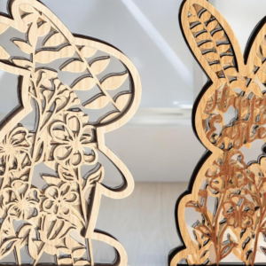 Intra απο ξύλο plywood 3mm-4mm πάχος – Αρχείο Standing Bunnies Δίασταση  20x20 cm INTRAFABR-116762583