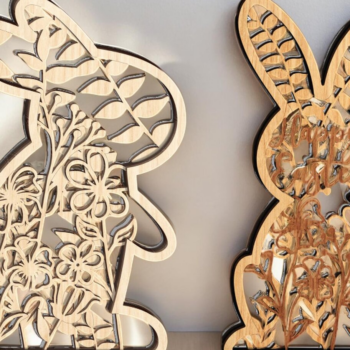 Intra απο ξύλο plywood 3mm-4mm πάχος – Αρχείο Standing Bunnies Δίασταση  20x20 cm INTRAFABR-116762583 - Image 3