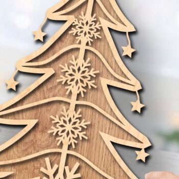 Intra απο ξύλο plywood 3mm-4mm πάχος – Μόνιμη διακόσμηση χριστουγεννιάτικων νιφάδων χιονιού Δίασταση  20x20 cm INTRAFABR-36518884 - Image 2