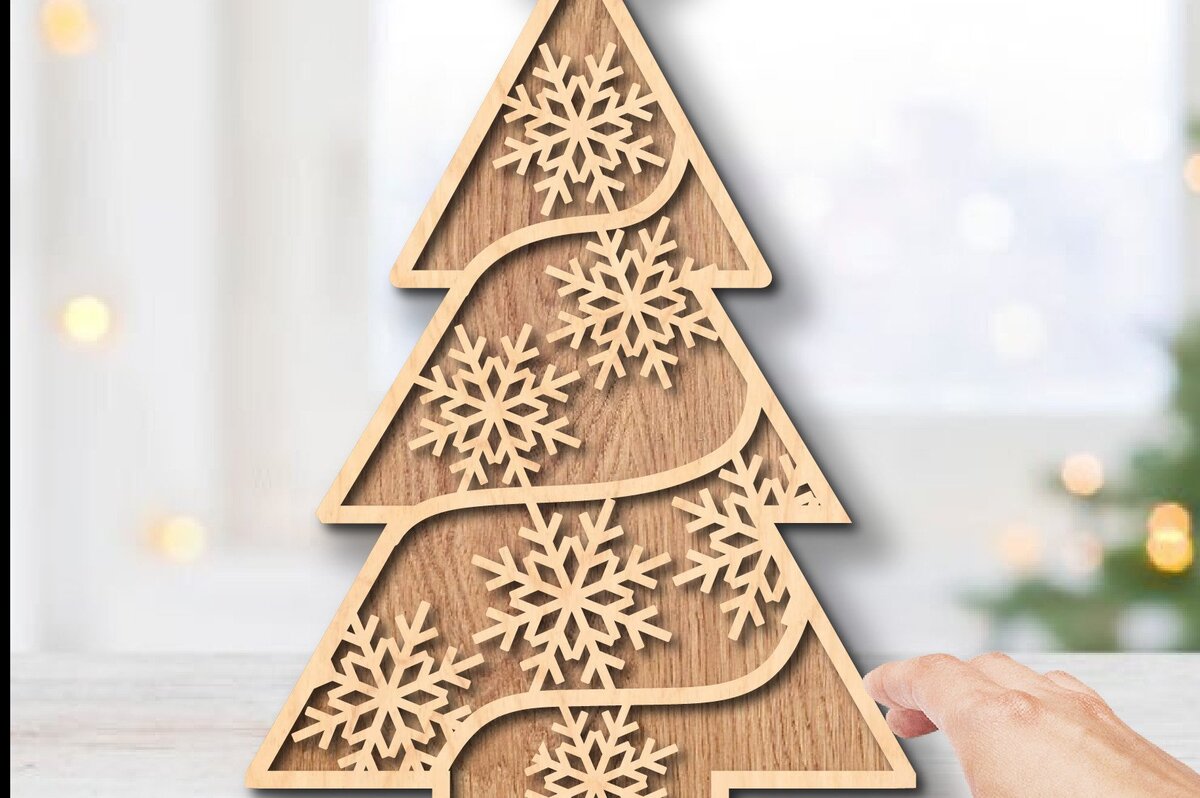 Intra απο ξύλο plywood 3mm-4mm πάχος – Διακόσμηση Χριστουγεννιάτικου Δέντρου 3d Δίασταση  20x20 cm INTRAFABR-36517790