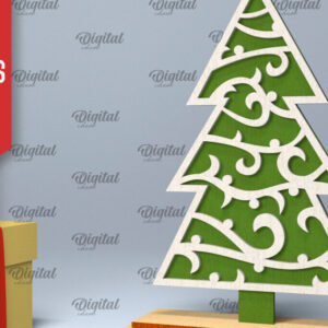 Intra απο ξύλο plywood 3mm-4mm πάχος –  κοπής με λέιζερ όρθιο χριστουγεννιάτικο δέντρο Δίασταση  20x20 cm INTRAFABR-104685319