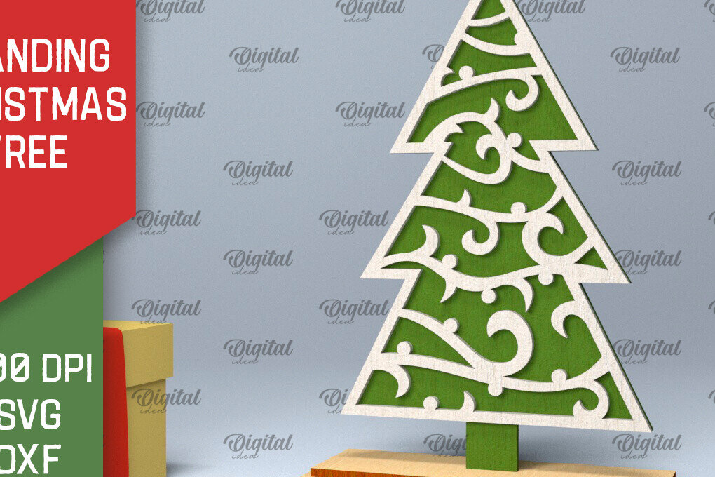 Intra απο ξύλο plywood 3mm-4mm πάχος –  κοπής με λέιζερ όρθιο χριστουγεννιάτικο δέντρο Δίασταση  20x20 cm INTRAFABR-104685319