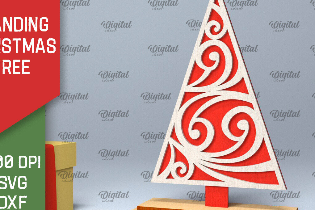 Intra απο ξύλο plywood 3mm-4mm πάχος –  κοπής με λέιζερ όρθιο χριστουγεννιάτικο δέντρο Δίασταση  20x20 cm INTRAFABR-104685176