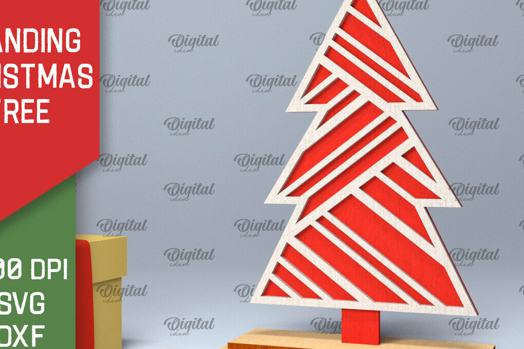 Intra απο ξύλο plywood 3mm-4mm πάχος –  κοπής με λέιζερ όρθιο χριστουγεννιάτικο δέντρο Δίασταση  20x20 cm INTRAFABR-104685185