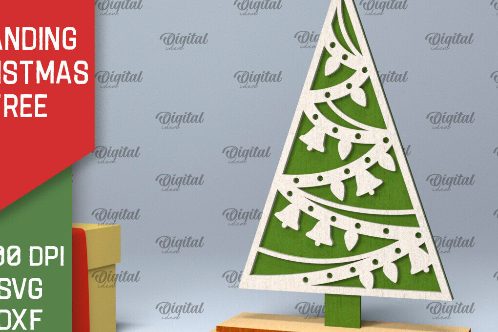 Intra απο ξύλο plywood 3mm-4mm πάχος –  κοπής με λέιζερ όρθιο χριστουγεννιάτικο δέντρο Δίασταση  20x20 cm INTRAFABR-104685210