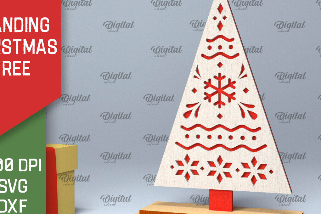 Intra απο ξύλο plywood 3mm-4mm πάχος –  κοπής με λέιζερ όρθιο χριστουγεννιάτικο δέντρο Δίασταση  20x20 cm INTRAFABR-104685221