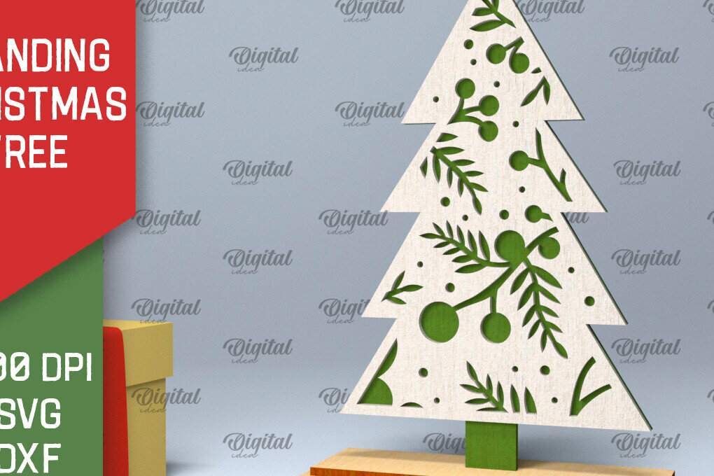 Intra απο ξύλο plywood 3mm-4mm πάχος –  κοπής με λέιζερ όρθιο χριστουγεννιάτικο δέντρο Δίασταση  20x20 cm INTRAFABR-104685243